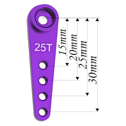 5Pcs ShareGoo 25T Servo Horn 37mm Metal 25 Teeth Extension Steering Arm Server Compatible with Futaba Savox Power HD HSP MG995 MG996 Servos for RC Car Truck (Purple) - color: Purple
