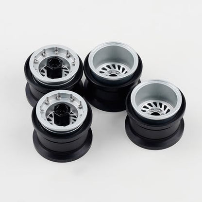 DJX TRX4MT Wheel Rims Aluminum Deep Dish Wheels for 1/18 Traxxas TRX-4MT F-150 K10 RC Monster Truck Upgrade Parts(Silver) - color: Silver