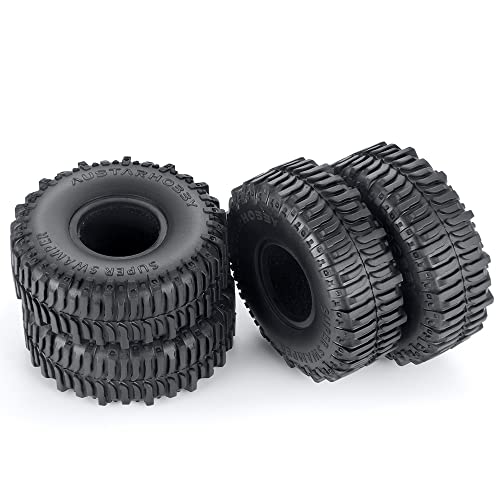 4PCS Rubber Micro 1" RC Wheel Tires 62mm for All 1/24th Axial SCX24 Deadbolt,C10,JLU CRC,Bronco RC Crawler Truck Car - color: A Style
