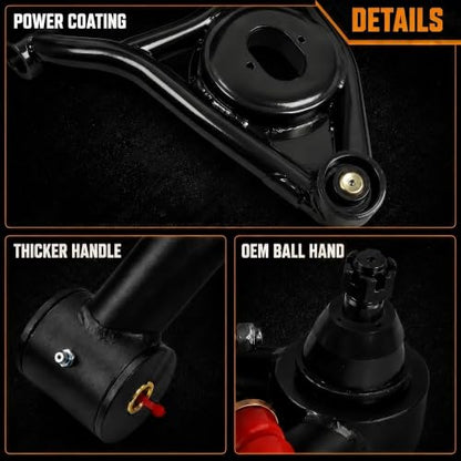‎Psrorkeu Front Upper & Lower Tubular Control Arm 4-Piece Kit, Compatible with 1968-1972 GM A-Body Chevelle, El Camino, Monte Carlo, GTO, Cutlass, Skylark, Heavy Duty DOM Steel Suspension Upgrade - size: 68-72 GM A-Body