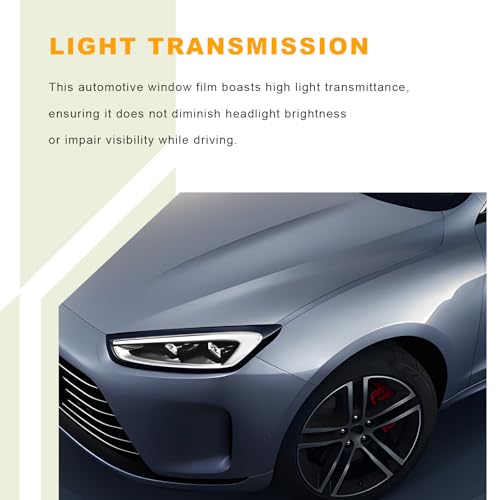 Car Headlight Vinyl Film, 48"×11.8" Self-Adhesive Car Headlight Tint Sticker with Squeegee & Cutter, Waterproof Wrap Film Roll for Vehicle Headlights Taillights Fog Lights (Drak Black) - color: Drak Black