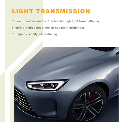 Car Headlight Vinyl Film, 48"×11.8" Self-Adhesive Car Headlight Tint Sticker with Squeegee & Cutter, Waterproof Wrap Film Roll for Vehicle Headlights Taillights Fog Lights (Drak Black) - color: Drak Black