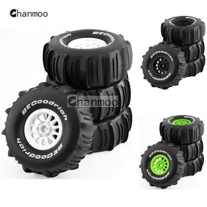 1/7 1/8 RC Short Course Truck Car Tires and Wheels Rims 17mm Hex Snow Sand Buggy Desert Tyres with Foam Insert for 1:7 Scale RC Off Road Truck Car TRAXXAS UDR 85086-4 4Pcs (A White) - color: A White