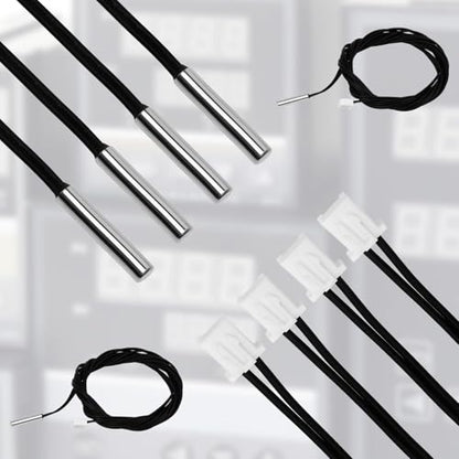 2-Pack 10K Temperature Sensor Probe, 1 Meter Waterproof Temp Sensor Probe, Stainless Steel 3950 NTC Temp Sensor Probe, Digital Temperature Transmitter Extension Cable