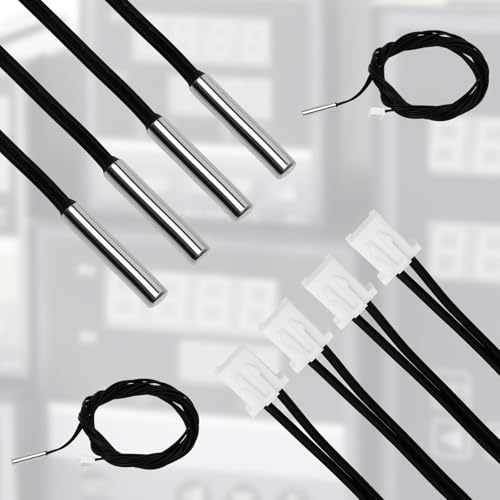 2-Pack 10K Temperature Sensor Probe, 1 Meter Waterproof Temp Sensor Probe, Stainless Steel 3950 NTC Temp Sensor Probe, Digital Temperature Transmitter Extension Cable