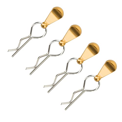 Alomejor 1/10 Body Clips Pull Tabs, RC Car Body Clips Pull Tabs Easy Installation High Strength Metal for 1/8 Remote Control Car (Gold)