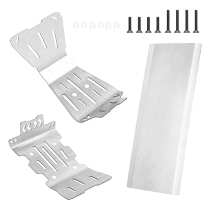 RC Car Skid Plate Set, daitoku Stainless Steel Chassis Armor RC Chassis Front & Rear Protector for Arrma 1/10 Gorgon 2WD