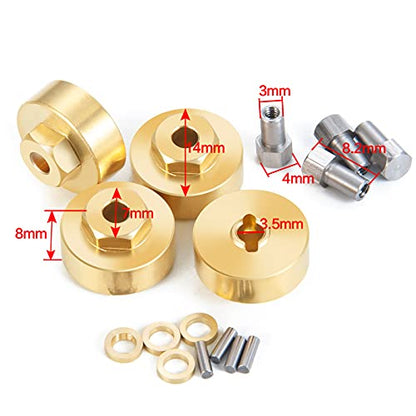 Que-T 1 Set Metal Brass Wheel Weights Hex Adapter for 1/24 AXIAL SCX24 Deadbolt AXI90081 AXI00001 AXI00002 RC Crawler Car Upgrades Parts