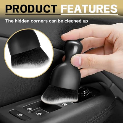 1Pcs Auto Soft Hair Brush Advanced Car Interior Detailing Brush for Dashboard Air Vent Gaps Dust Removal and Cleaning of Leather Surfaces Widely Used, Black - color: Black