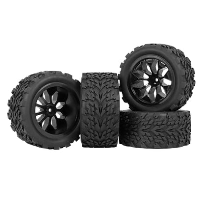 RC Station 12mm Hex RC Wheels and Tires 1/10 Scale RC Truck Tires and Wheels for Traxxas Rustler Stampede 2wd 4x4 vxl Hoss E-Revo Redcat Volcano EPX RIAARIO AMORIL Tires and Wheels Preglued 4PCS