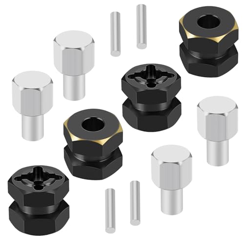 4PCS RC Hex Hub 12mm Brass Wheels Hex Hub 12mm/15mm Offset Extension Black Hex Drive Adapter Combiner Coupler Conversion Compatible with 1/10 RC Crawler Axial SCX10 90046 D90 Upgrades (12mm) - color: 12mm