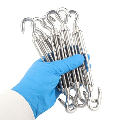 6PCS M6 Hook & Hook Turnbuckle 304 Stainless Steel 1/4" Turnbuckle Wire Rope Tension Heavy Duty Turnbuckles for Cable Railing Wire Rope Hardware Kit - size: Hook & Hook-M6