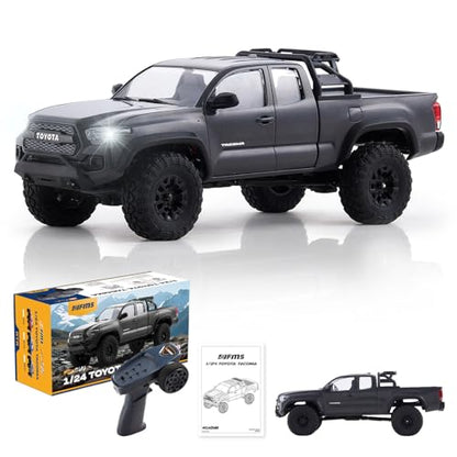 FMS FCX24 TOYOTA TACOMA 1/24 RC Crawler 4x4 RC Truck Crawler, Official Licensed Scale RC Rock Crawler with 2-Speed Transmission, High Torque Motor, All-Metal Bearings, RTR RC Car for Adults (GRAY) - color: Gray
