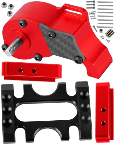 RC LCG Transmission Gearbox Upgrades Part for 1/10 SCX10 SCX10 II 90046 SCX10 III AXI03007 RC Crawler Car,Aluminum Low Center of Gravity highperformance Transmission Gearbox,Red - color: Red - (Gearbox)