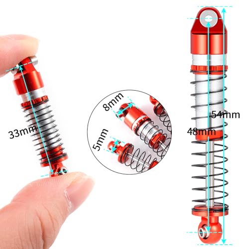 RCLIONS 48mm Big Bore Oil Shock Absorber for AXIAL SCX24 Deadbolt JLU Gladiator 1/24th RC Crawler Car Upgrade Parts - size: 48mm