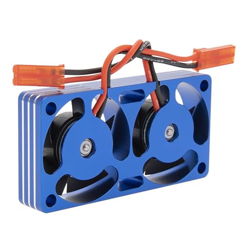 DKKY RC Motor Cooling Fan Heatsink 30mm Dual Fan for ARRMA Axial Traxxas 1/6 1/8 1/10 RC Crawler Car 3650 550 3660 4274 4068 4268 Motor (Blue) - color: Blue