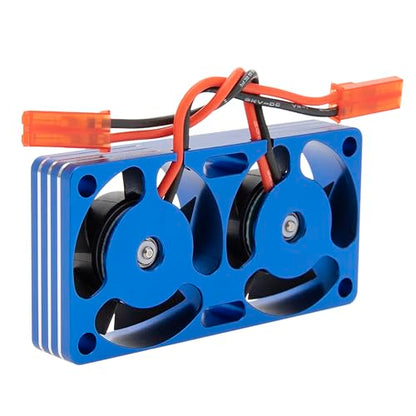 DKKY RC Motor Cooling Fan Heatsink 30mm Dual Fan for ARRMA Axial Traxxas 1/6 1/8 1/10 RC Crawler Car 3650 550 3660 4274 4068 4268 Motor (Blue) - color: Blue