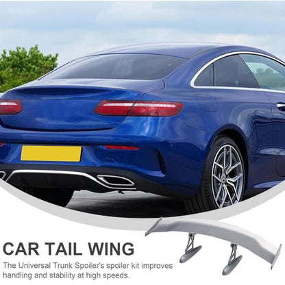 Mini Spoilers for Cars 11.8Inch Universal Auto Car Tail Wing Silvery Texture Cool Decoration Non-Punching Tiny Trunk Spoiler Automotive Exterior Accessories RC Car Modified Parts - style: Silvery