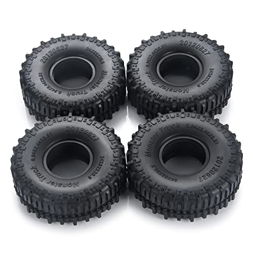 MOHERO 4PCS 1.0" Mud Grappler Rubber Tyre 1.0 Wheel Tires 62 * 22MM for Axial SCX24 90081 AXI00001 002 004 005 006 RC Crawler Car (A Style) - color: C-a Style