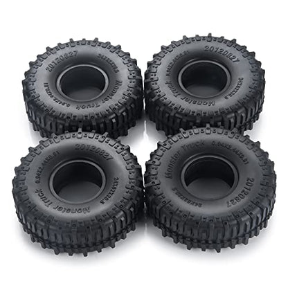MOHERO 4PCS 1.0" Mud Grappler Rubber Tyre 1.0 Wheel Tires 62 * 22MM for Axial SCX24 90081 AXI00001 002 004 005 006 RC Crawler Car (A Style) - color: C-a Style