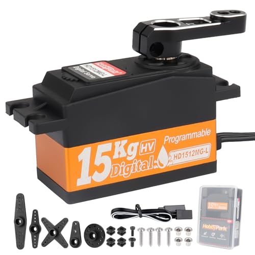 HobbyPark Low Profile Servo 0.07sec Fast Speed Steering Servo 15kg fit 1/10 RC Touring Cars Drift for Tamiya TT02 HPI RS4 Sport 3 Sprint 2 Kyosho Fazer Mk2 MST Traxxas 4-Tec 3.0 2.0 Waterproof