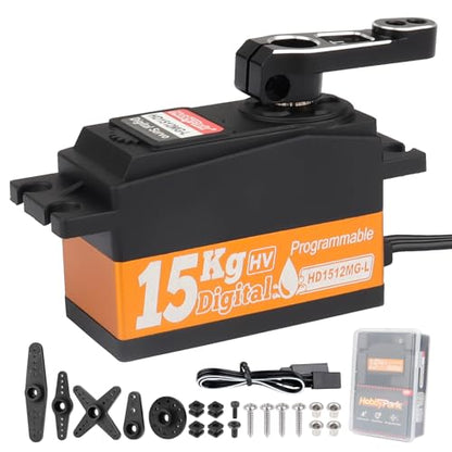 HobbyPark Low Profile Servo 0.07sec Fast Speed Steering Servo 15kg fit 1/10 RC Touring Cars Drift for Tamiya TT02 HPI RS4 Sport 3 Sprint 2 Kyosho Fazer Mk2 MST Traxxas 4-Tec 3.0 2.0 Waterproof