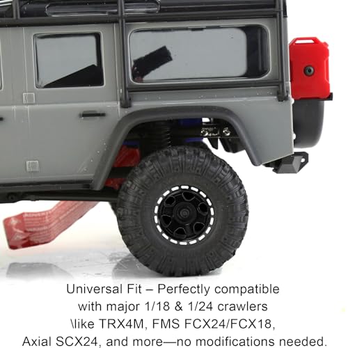 1.0 Beadlock Wheels and Tires Set 57 x 24 mm 1.0 inch Rubber Rock Crawler Tires & Alloy Blade Wheels For 1/18 1/24 Axial SCX24 TRX4M Gladiator Bronco C10 JLU Deadbolt RC Crawler Upgrade(Black) - color: Black