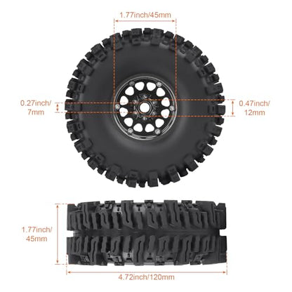 120mm 4.72'' Tall 1.9 Mud Slingers Tires Good Grip and 1.9 Beadlock Wheels Aluminum 1.9 Beadlocks for FCX10 TRX4 Axial SCX10 II UTB18 Capra Redcat Gen8 Gen7 VS4-10 1/10 RC Crawler Car (Color C) - color: Color C