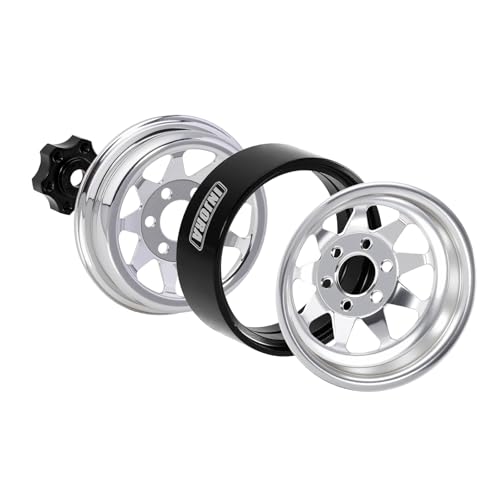 INJORA -4.05mm Offset Stamped Steel 1.3" Wheels for 1/24 1/18 RC (Silver) - color: Silver