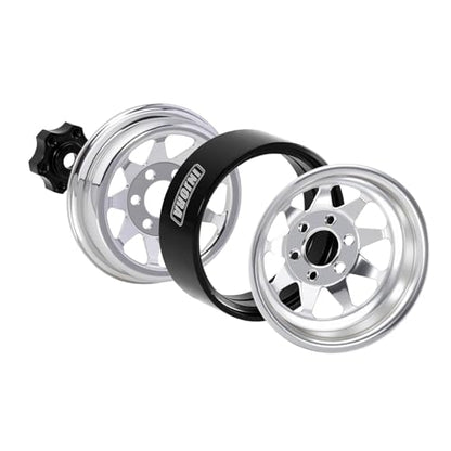 INJORA -4.05mm Offset Stamped Steel 1.3" Wheels for 1/24 1/18 RC (Silver) - color: Silver