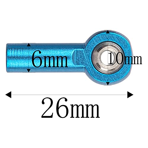 10Pcs ShareGoo M3 Tie Rod End Ball Head Holder Link 3mm Thread Ball Joint Compatible with Redcat HSP Traxxas Axial 1/10 RC Car Truck Boat DIY Robot Airplane,L26mm (Blue)