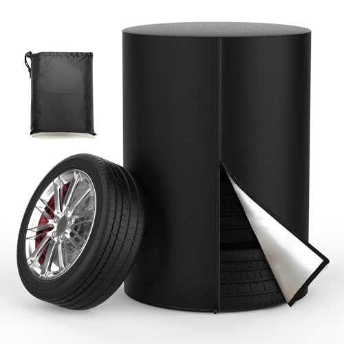Tire Covers for Storage Outdoor, 420D Waterproof with Zipper Drawstring Lock, Universal Truck RV Trailer Tire Storage, All Season (Holding 4 Tires Within 32 Inch Diameter) - size: 420D 33 inch Diameter x 47inch H