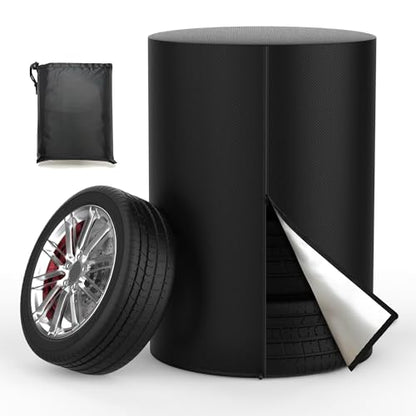 Tire Covers for Storage, 420D Waterproof Holds 4 Tires 32 Inch Diameter | with Zipper Drawstring Lock Universal Truck RV Trailer Tire Storage Outdoor All Season - size: 420D 33 inch Diameter x 47inch H