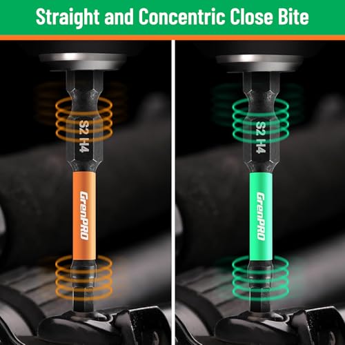 GRENPRO Impact Screwdriver Bits Set, 35Pcs 2” Allen Wrench Drill Bit Set (Metric & SAE)/Trox, Premium S2 Steel Magnetic 1/4" Hex-Shank Bit Set,CNC Machined, Automotive Mechanic Home Repair | Magnetic 1/4" hex-shank bits are CNC machined in Metric and SAE