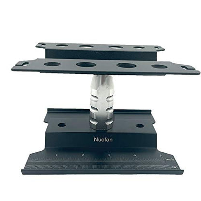 RC Car Work Stand Aluminum Repair Workstation 360 Degree Rotation Lift Lower w/Screw Tray for 1/10 1/12 1/16 Scale Traxxas TRX4 Axial Arrma Redcat Losi RC Crawler Monster Truck Buggy (Black)