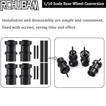 RCHUBAM 4PCS Dually Conversion Kit for TRX-6 Hauler G63 TRX4 SCX10 Parts | Aluminum Single to Twin Wheel Conversion Kit,1/10 RC Car Upgrade Part