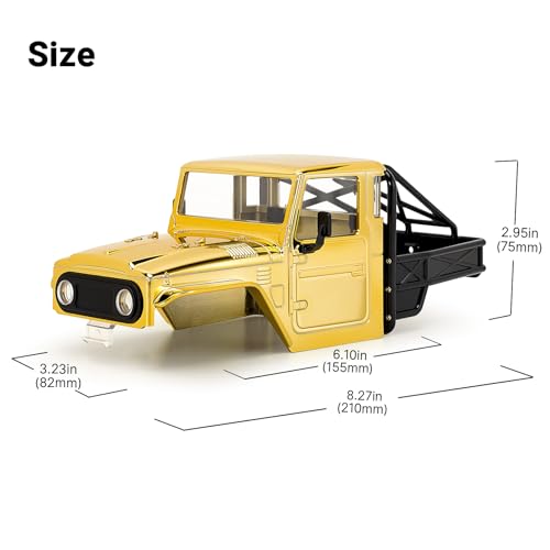 INJROA IR40 Truck Body with Tube Cage for 1/18 TRX4M Defender Bronco (Gold) - color: Gold