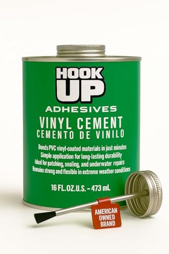 Vinyl Cement – Waterproof Pool Liner Repair Glue for Vinyl & PVC, Fast-Drying Flexible Contact Cement for Inflatables, Air Mattresses, Boats, Tarps, Hot Tubs & Pool Patch Repairs (16 oz) - size: 16 oz