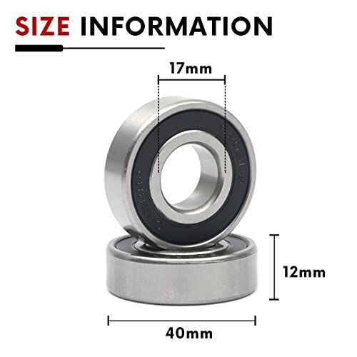 10 PCS 6203-2RS Double Rubber Sealed Deep Groove Ball Bearings 17x40x12mm, Deep Groove Ball Bearing ABCE-3 Pre-Lubricated, Chromium Bearing Steel (6203-2RS, 10) - size: 6203-2RS