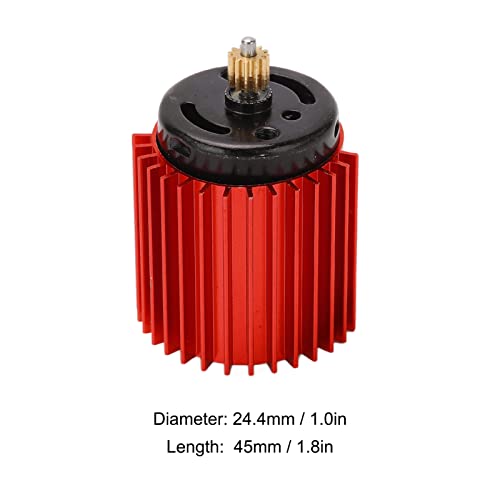 RC Car Motor, 52000 RPM High Speed Aluminum 370 Mini Motor and Heat Sink, Red RC Car Parts Compatible with Remote Control Cars D12