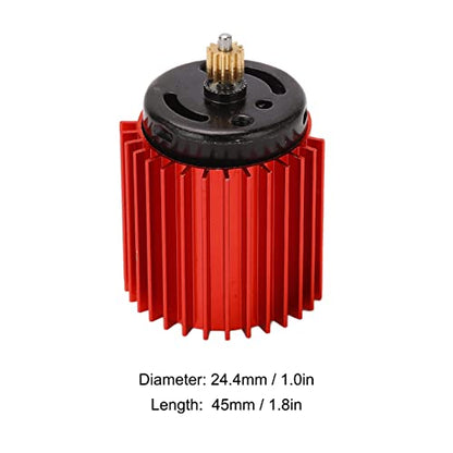 RC Car Motor, 52000 RPM High Speed Aluminum 370 Mini Motor and Heat Sink, Red RC Car Parts Compatible with Remote Control Cars D12