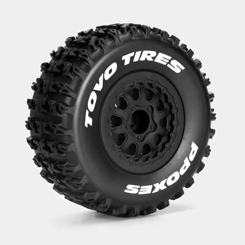 fujita 1/10 RC Racing Short Course Truck Tire & Off-Road Tyre Set Competible for ARRMA SENTON 3S Traxxas Slash4X4 Losi Tenacity Redcat HPI HSP RC Hort Course Truck Car（Black B） - color: Black B