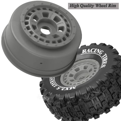 RC Short Course Wheels and Truck Tires for 1/7 1/8 RC Buggy Truck Car ARRM A Mojave 6S TRAXXA UDR,Off-Road Tire w/RC Wheels Hex,17mm Hex RC Tires RC Wheels(135X55) 4PCS Grey - color: Grey/Rc Wheel