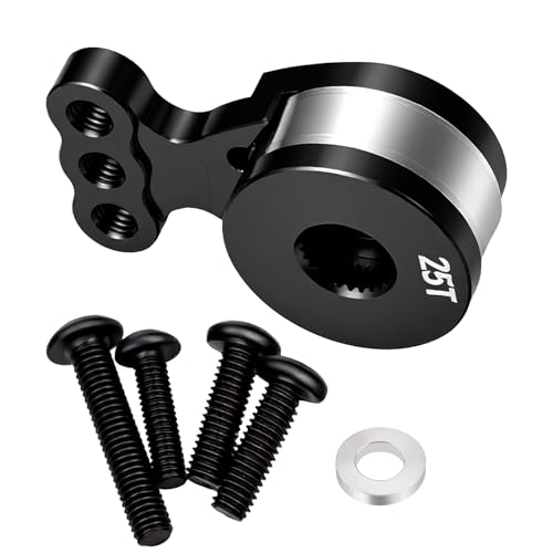 RC 25T Servo Saver Aluminum 3 Holes Adjustable Hi-Torque Servo Horn Servo Saver Compatible with Tamiya TT02 TT02B 1/10 RC On Road Touring Car Upgrade Replacement Parts (Black) - color: Black
