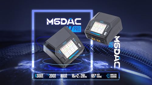 ToolkitRC M6DAC V2/PRO 16AX2 AC200-300W DC800W Dual Channel Smart Charger for 1-6S LiPo LiHV Life Lilon LTO 1-16S NiMH PD65W (M6DAC V2) - size: M6DAC V2