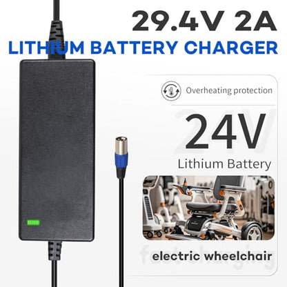 29.4V 2A Charger with XLR Plug for 24V 7S Lithium Battery Charger 24V Universal Battery Charger - size: 2A-Lithium