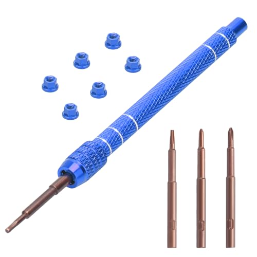 RC Screw Driver Set, daitoku RC Tool Kit Include PH1.5mm/2.0mm H1.3mm T4 Plum for AXIAL SCX30 Ford Bronco 4X4 SCX30 Jeep Wrangler JLU 4X4 (Blue) - color: Blue