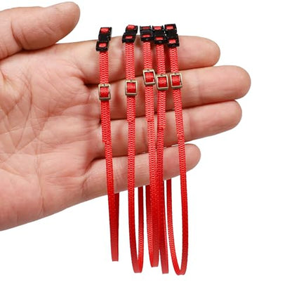5 Pack RC Crawler Roof Rack Tie Down Straps with Buckles, 300mm, for 1/10 1/18 1/24 Scale Models Compatible with SCX24 TRX4M TRX4 TRX6 SCX10 (Red) - color: Red