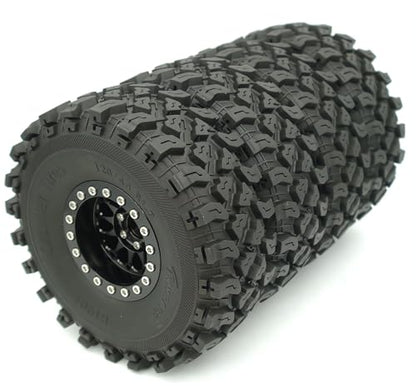 RC 1.9 Beadlock Wheels Negative Offsets 8mm and Tires for 1/10 SCX10 SCX10 SCX10 Pro TRX4 TRX6 Gen7/8 RC Crawler Remote Control Car Upgrades Aluminum 1.9 Beadlock Wheel Rims (Black) DK - color: Black