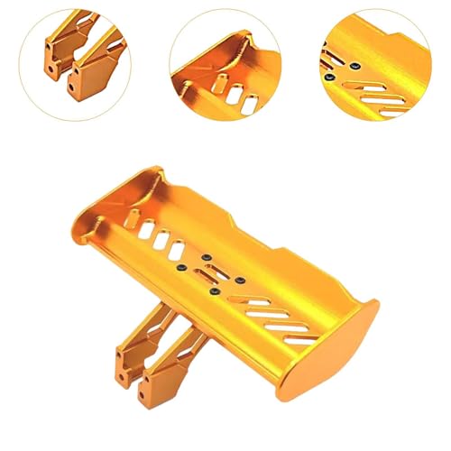 RC Tail Wing Aluminum Tail Wing Rear Spoiler Sturdy 1:14 1:12 Modification Tail Wing Bracket for 144001 124019 144016 4001R, Gold - color: Gold